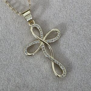 Gold Filled Infinity Cross Pendant with 18" Gold Filled Chain Necklace